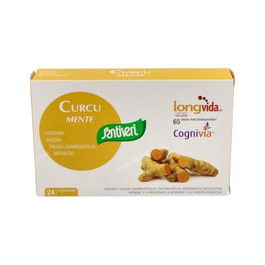 SANTIVERI Curcu Mente 24 Comp. Complemento Alimenticio con Cúrcuma Longvida, Bacopa y Salvia Cognivia para la Función Cognitiva