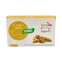 SANTIVERI Curcu Mente 24 Comp. Complemento Alimenticio con Cúrcuma Longvida, Bacopa y Salvia Cognivia para la Función Cognitiva