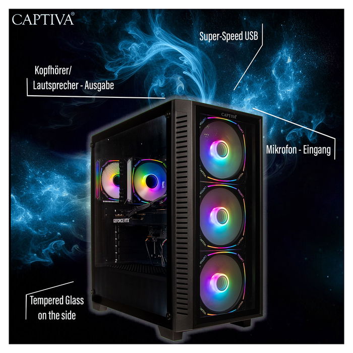 Captiva PC Gaming I89-522 con Intel Core Ultra 9 285K, 32 GB RAM, 1 TB SSD, NVIDIA GeForce RTX 5070 Ti 16GB, Windows 11 Home
