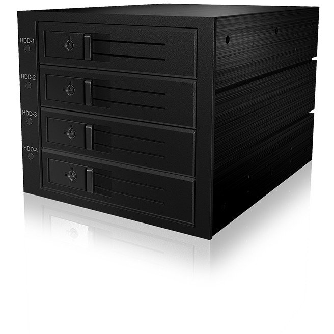 ICY BOX IB 564SSK Backplane para 4 HDD 2.5" SAS/SATA Hot-Swap en 3 Bahías 5.25" con Ventilador y Candado, Compatible con Mac y Windows