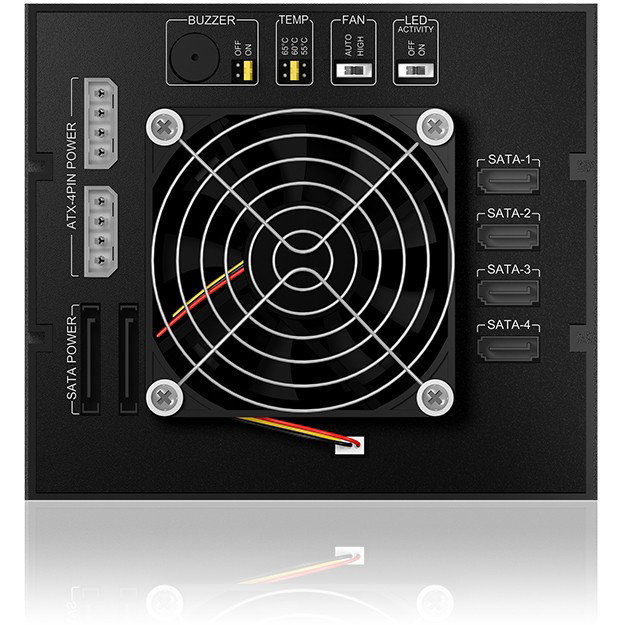 ICY BOX IB 564SSK Backplane para 4 HDD 2.5" SAS/SATA Hot-Swap en 3 Bahías 5.25" con Ventilador y Candado, Compatible con Mac y Windows