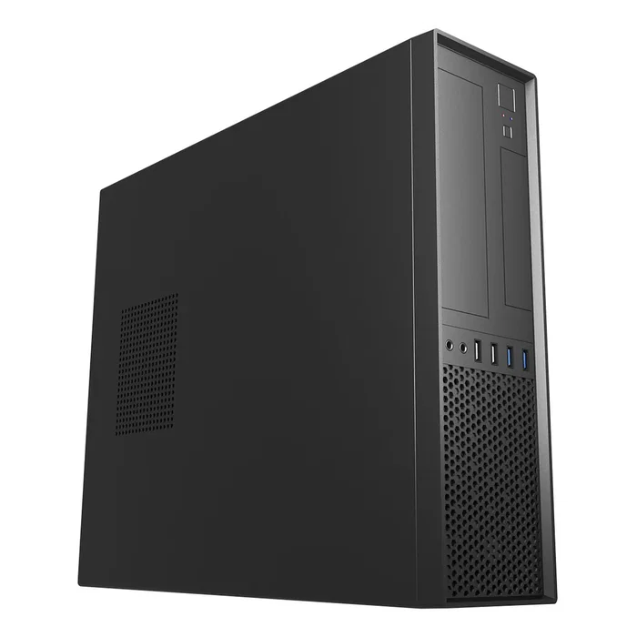 UNYKAch Caja PC UK 3001 Black Escritorio Slim, Micro ATX, Negro, Orientación Horizontal/Vertical, 2x USB 3.0, 2x USB 2.0, Conectores Audio, Bahía 3.5"/2.5"