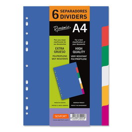 Separadores Senfort Pp Extra Grueso Opaco A4 6 Pestañas 11 Taladros