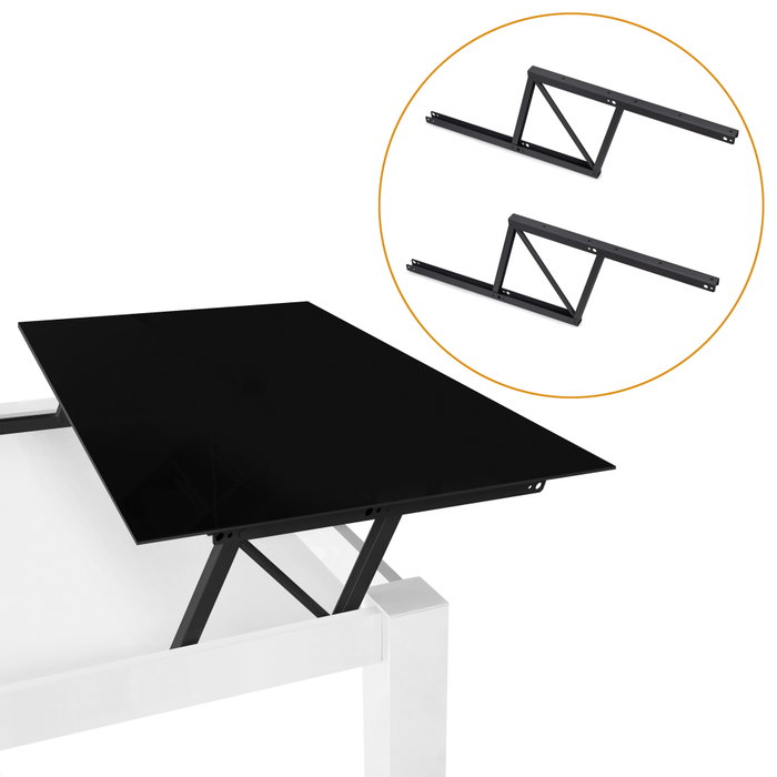 Emuca Juego de mecanismos elevables para mesas de centro, permite elevar la mesa 192mm, Acero, Pintado negro Emuca Juego de mecanismos elevables para mesas de centro, permite elevar la mesa 192mm, Acero, Pintado negro