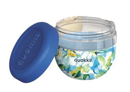 QUOKKA Recipiente de Comidas 770ml MS con Funda de Silicona - Bubble Blue Peonies