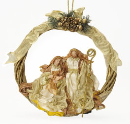 DKD Home Decor Nacimiento de Poliéster con Corona Blanco y Dorado