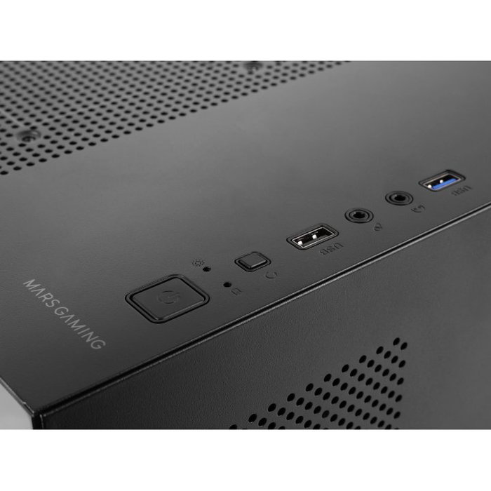 Mars Gaming Caja Ordenador MC-3TLITE MicroATX Mini Torre Negra con Triple Panel de Cristal Templado y Ventilador Trasero FRGB 120 mm Incluido