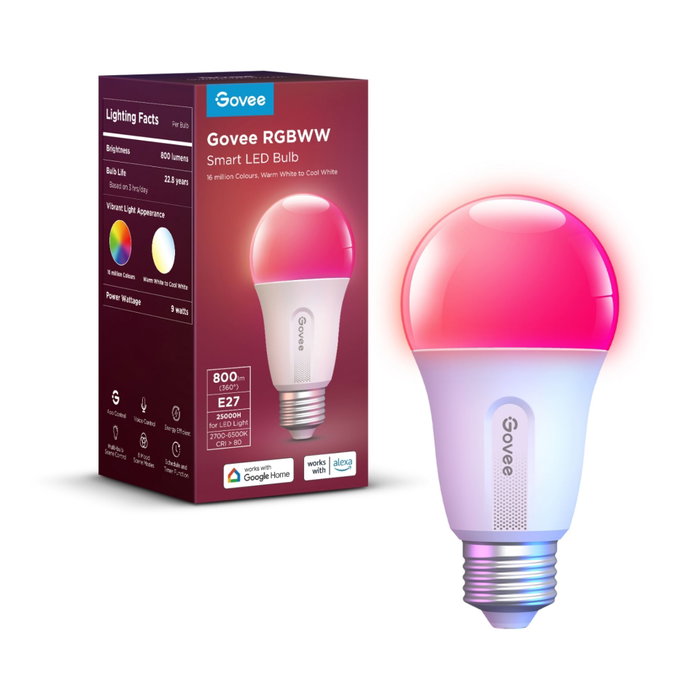 Govee Bombilla inteligente LED H6004 Wi-Fi/Bluetooth 800lm E27 Govee Bombilla inteligente LED H6004 Wi-Fi/Bluetooth 800lm E27