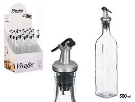VIVALTO Aceitera de Vidrio con Tapón Dosificador, 500 ml, Transparente, 5.5 x 30.5 x 5.5 cm (Set de 24)