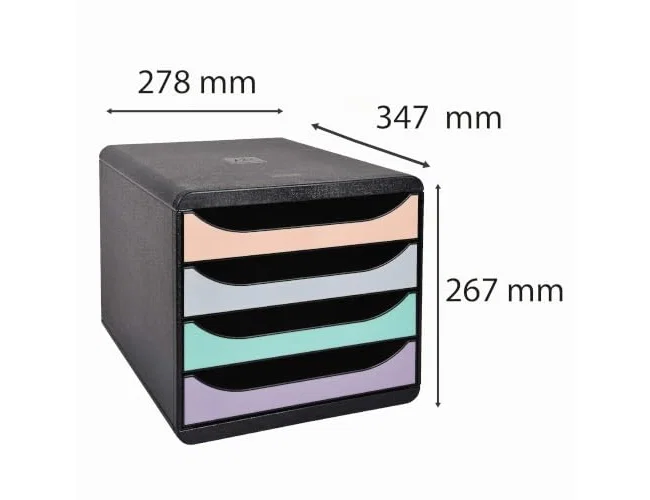 Exacompta BIG-BOX Aquarel Negro 4 Cajones Colores Pastel Glossy Exacompta BIG-BOX Aquarel Negro 4 Cajones Colores Pastel Glossy