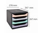 Exacompta BIG-BOX Aquarel Negro 4 Cajones Colores Pastel Glossy
