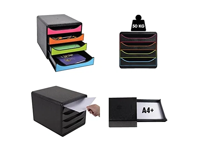 Exacompta BIG-BOX Aquarel Negro 4 Cajones Colores Pastel Glossy Exacompta BIG-BOX Aquarel Negro 4 Cajones Colores Pastel Glossy