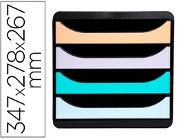 Exacompta BIG-BOX Aquarel Fichero sobremesa 4 cajones colores pastel negro glossy 347x278x267 mm