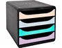 Exacompta BIG-BOX Aquarel Fichero sobremesa 4 cajones colores pastel negro glossy 347x278x267 mm