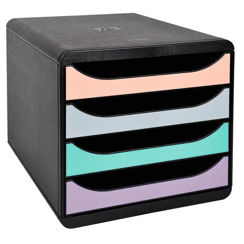 Exacompta BIG-BOX Aquarel Negro 4 Cajones Colores Pastel Glossy Exacompta BIG-BOX Aquarel Negro 4 Cajones Colores Pastel Glossy