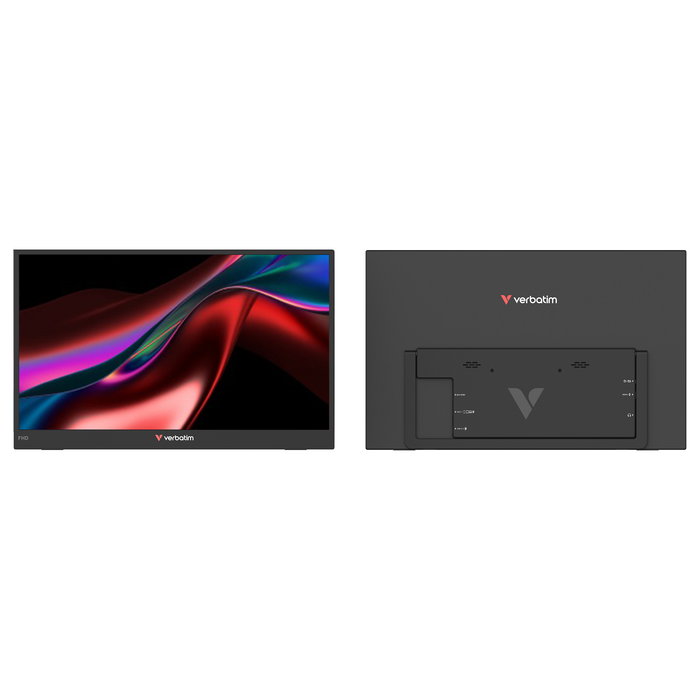 Verbatim Monitor Portátil Táctil 15.6" Full HD IPS, Pantalla Capacitiva 10 Puntos, USB-C Plug & Play, Mini HDMI, 178°, HDR, Funda Incluida, Negro