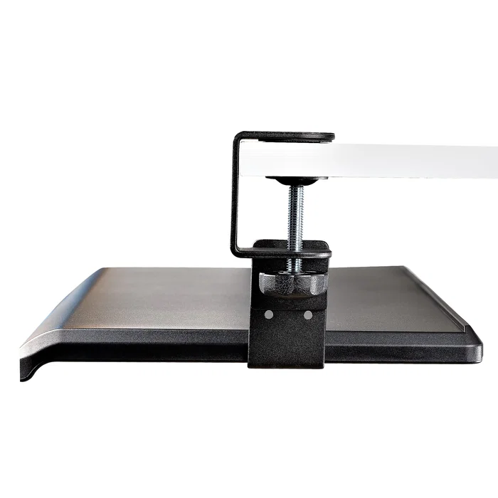 Startech KEYBOARD-TRAY-CLAMP1 Bandeja de Teclado Bajo Escritorio Ajustable y Deslizante - Soporta 12 kg, 3 Alturas, Instalación Fácil, Superficie 700x310 mm, Negro