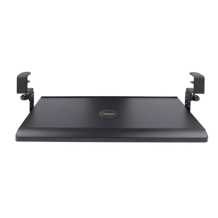 Startech KEYBOARD-TRAY-CLAMP1 Bandeja de Teclado Bajo Escritorio Ajustable y Deslizante - Soporta 12 kg, 3 Alturas, Instalación Fácil, Superficie 700x310 mm, Negro