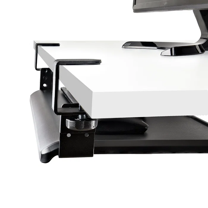 Startech KEYBOARD-TRAY-CLAMP1 Bandeja de Teclado Bajo Escritorio Ajustable y Deslizante - Soporta 12 kg, 3 Alturas, Instalación Fácil, Superficie 700x310 mm, Negro