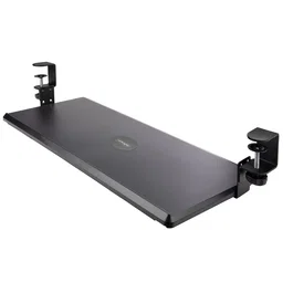 Startech KEYBOARD-TRAY-CLAMP1 Bandeja de Teclado Bajo Escritorio Ajustable y Deslizante - Soporta 12 kg, 3 Alturas, Instalación Fácil, Superficie 700x310 mm, Negro