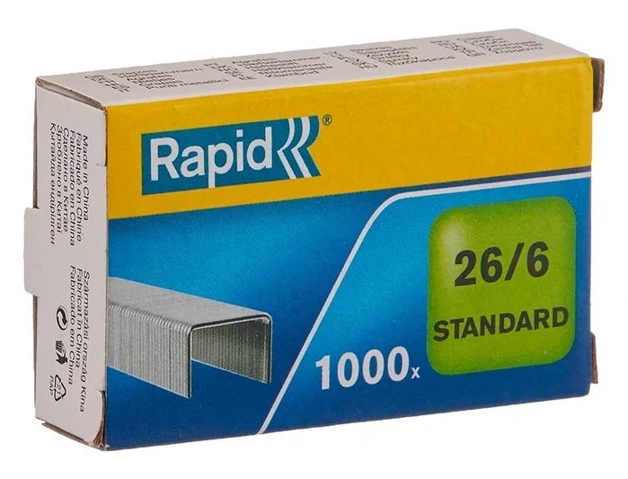 Rapid Grapas 26/6 mm Galvanizada Caja de 1000 Unidades Confort Alambre Flexible (hasta 20 hojas) Rapid Grapas 26/6 mm Galvanizada Caja de 1000 Unidades Confort Alambre Flexible (hasta 20 hojas)