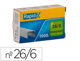 Rapid Grapas 26/6 mm Galvanizada Caja de 1000 Unidades Confort Alambre Flexible (hasta 20 hojas)