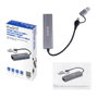 EWENT Hub USB 3.2 Gen 1 EW1159 con 3 Puertos USB-A de 5 Gbps, Ethernet Gigabit RJ-45 y Adaptador USB-C/A, Carcasa de Aluminio Gris