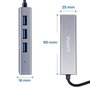 EWENT Hub USB 3.2 Gen 1 EW1159 con 3 Puertos USB-A de 5 Gbps, Ethernet Gigabit RJ-45 y Adaptador USB-C/A, Carcasa de Aluminio Gris