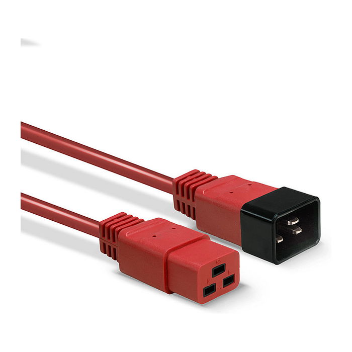 LINDY Cable de extensión IEC C19 Macho a C20 Hembra 2m Rojo, 250V/16A, 1.5 mm², Plug and Play