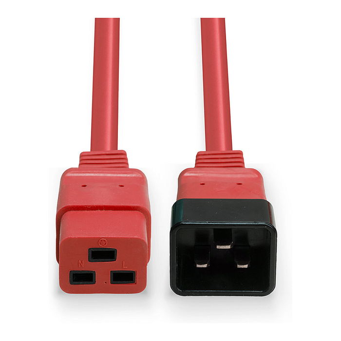 LINDY Cable de extensión IEC C19 Macho a C20 Hembra 2m Rojo, 250V/16A, 1.5 mm², Plug and Play