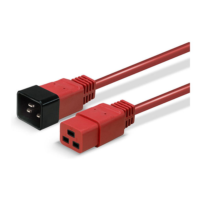 LINDY Cable de extensión IEC C19 Macho a C20 Hembra 2m Rojo, 250V/16A, 1.5 mm², Plug and Play
