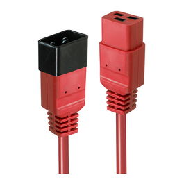 LINDY Cable de extensión IEC C19 Macho a C20 Hembra 2m Rojo, 250V/16A, 1.5 mm², Plug and Play