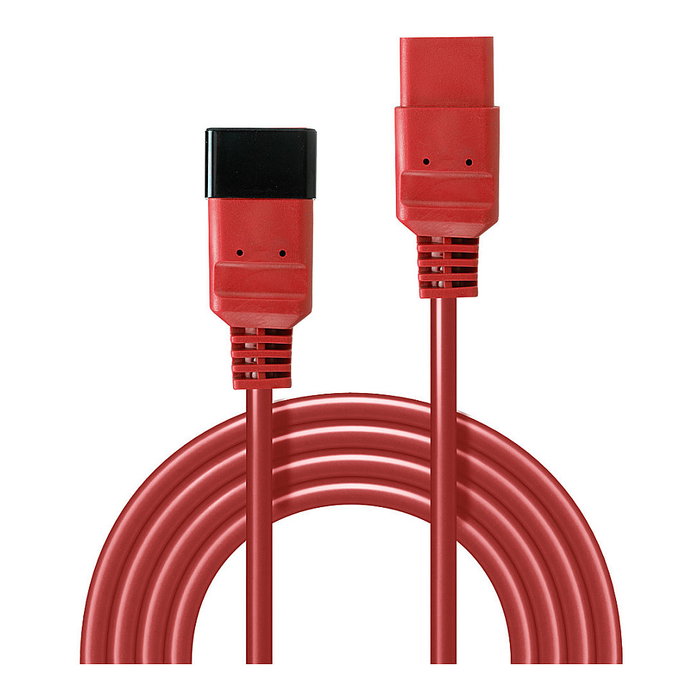 LINDY Cable de extensión IEC C19 Macho a C20 Hembra 2m Rojo, 250V/16A, 1.5 mm², Plug and Play