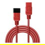 LINDY Cable de extensión IEC C19 Macho a C20 Hembra 2m Rojo, 250V/16A, 1.5 mm², Plug and Play