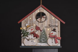 DKD Home Decor Decoración Colgante Navidad Tradicional Rojo Verde Madera y LED 2x28x30 cm 6 Unidades
