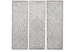 DKD Home Decor Cabecero Cama Indio Blanco Natural 3.5 x 180 x 180 cm Set de 3