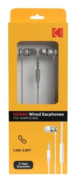 Kodak Auriculares Intraaurales con Micrófono y Control por Cable, Plata