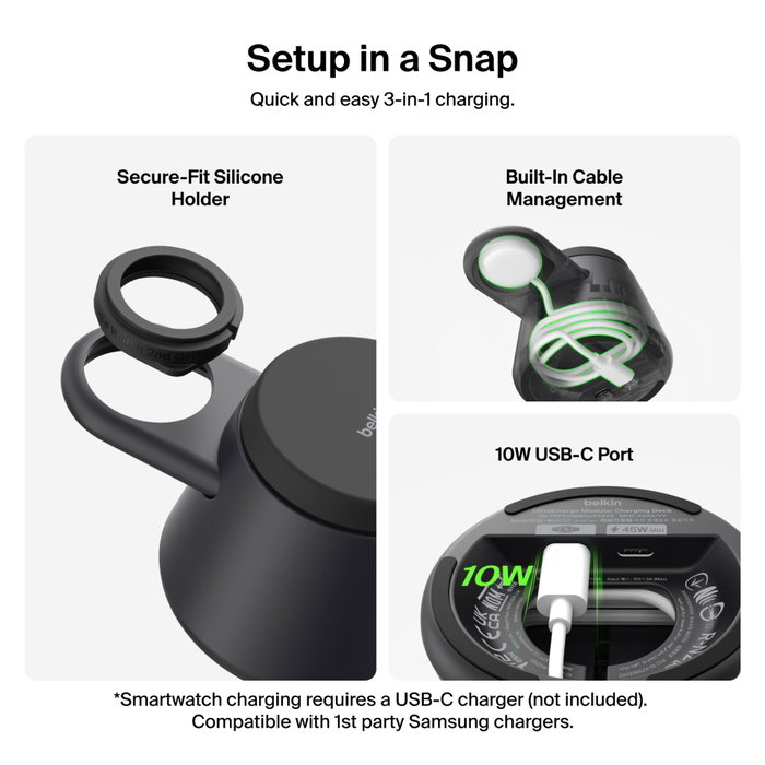 Belkin UltraCharge WIZ052kqBK Estación de carga modular 25W Negro