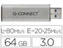Q-connect Memoria USB Flash 64 GB 3.0 Retráctil Plateado