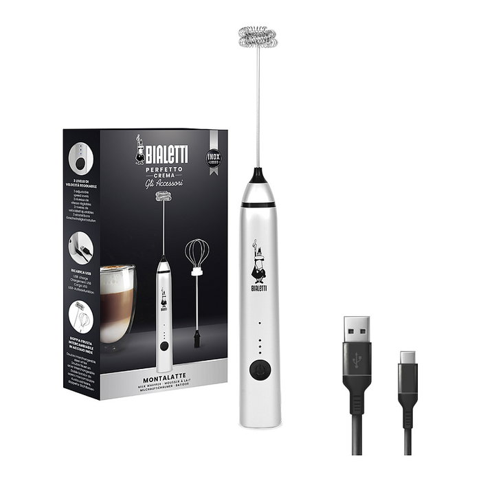 Bialetti 0006770 Espumador de Leche Eléctrico Portátil, Acero Inoxidable, Con Batería, Sin Cables, Fácil de Limpiar Bialetti 0006770 Espumador de Leche Eléctrico Portátil, Acero Inoxidable, Con Batería, Sin Cables, Fácil de Limpiar