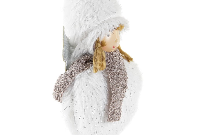 DKD Home Decor Decoración Colgante de Poliéster Niña Blanco y Gris DKD Home Decor Decoración Colgante de Poliéster Niña Blanco y Gris