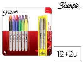 Sharpie Rotulador Permanente Punta Fina Blister 12 Unidades Colores Surtidos + 2 Unidades Color