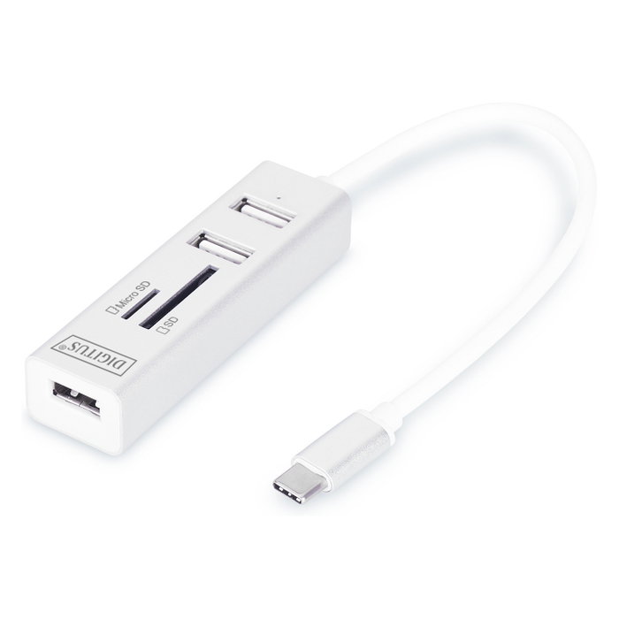 Digitus DA-70243 Concentrador USB Type-C con 3 puertos USB 2.0 y lector de tarjetas Digitus DA-70243 Concentrador USB Type-C con 3 puertos USB 2.0 y lector de tarjetas
