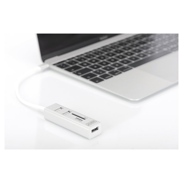 Digitus DA-70243 Concentrador USB Type-C con 3 puertos USB 2.0 y lector de tarjetas Digitus DA-70243 Concentrador USB Type-C con 3 puertos USB 2.0 y lector de tarjetas