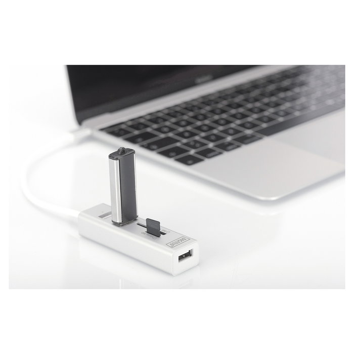 Digitus Hub USB-C 3 Puertos USB 2.0 + Lector Tarjetas MicroSD/SD Blanco