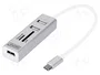 Digitus DA-70243 Concentrador USB Type-C con 3 puertos USB 2.0 y lector de tarjetas