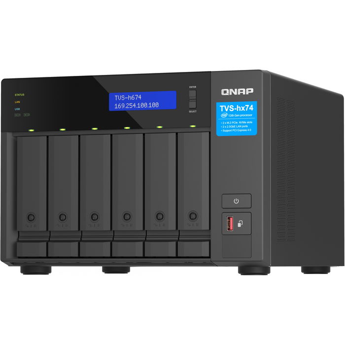 QNAP TVS-H674-I3-16G NAS QuTS hero Torre 6 Bahías Intel Core i3-12100 (4 núcleos/8 hilos) 16GB RAM DDR4, 2x LAN 2.5GbE