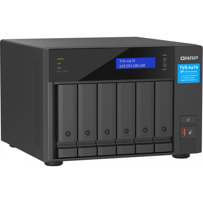 QNAP TVS-H674-I3-16G NAS QuTS hero Torre 6 Bahías Intel Core i3-12100 (4 núcleos/8 hilos) 16GB RAM DDR4, 2x LAN 2.5GbE