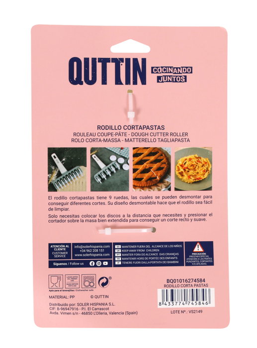 Quttin Rodillo Corta Pastas Zig-Zag 17x13.5x4 cm (12 Unidades)