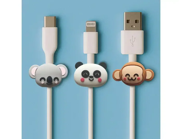 Mr. Wonderful Wilds - Pack de 3 Protectores de Cables para Cargadores y Auriculares, 25x10x60 mm